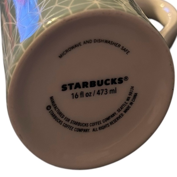 Starbucks Mermaid Logo Mint Green Geometric Mug 16 oz Grande – Rare & Excellent! - Picture 5 of 5